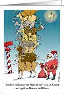 Fun African American Santa and His Reindeer Stack card