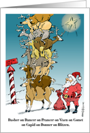 Fun Santa and His Reindeer Stack Ready for Flight card