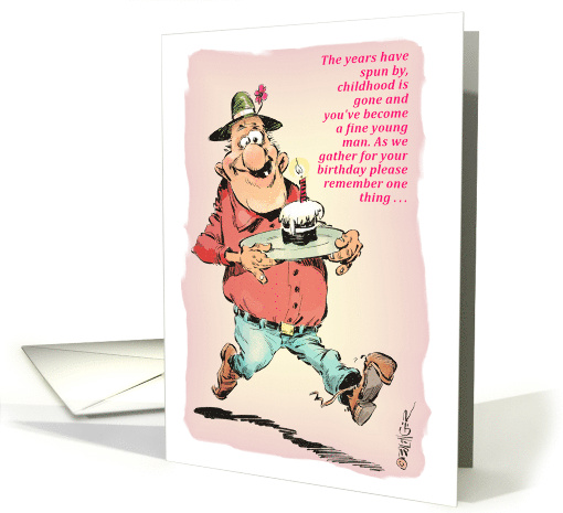 A Father Delivering Cake to Son's Birthday Celebration card (1905188)