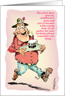 A Father Delivering Cake to Son’s Birthday Celebration card