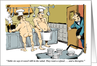 A Get Well Quickly Message and Naked Chef Cartoon card