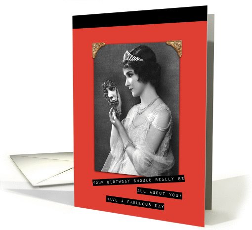 Vintage Woman in Mirror Funny Happy Birthday card (1171630)