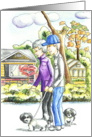 Grandparents Day Couple walking with dogs Card