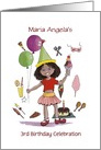 African-American Girl’s 3rd Birthday Party Invitation card