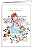 Mother’s Day, Mom Busy with Household Chores card