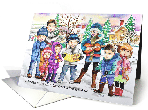 Children Christmas Caroling card (1305020)