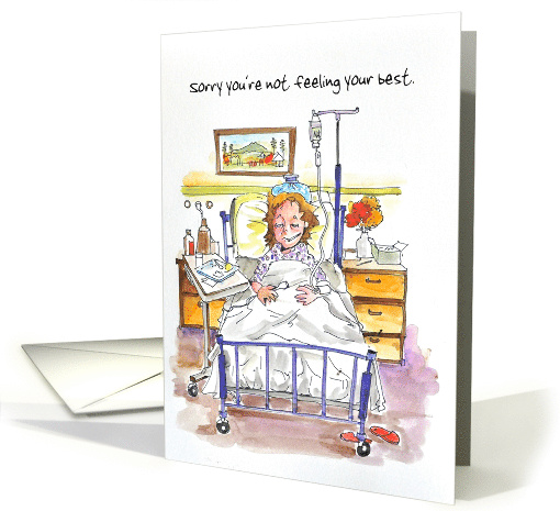 Get Well / Feel Better Card to a bed ridden woman, customize card