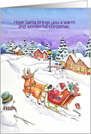 Christmas Santa Claus on a Sleigh Ride Card