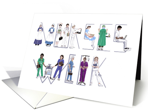 Nurses Week on Different Generations, Fields and Uniforms. card