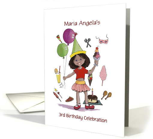 African-American Girl's 3rd Birthday Party Invitation card (1574756)