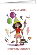 African-American Girl’s 3rd Birthday Party Invitation card