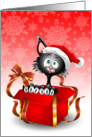 Funny Cat Cartoon on Christmas Gift card