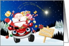 Happy Santa Claus on Car Cartoon card