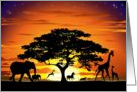 Wild Animals on Savannah Sunset card