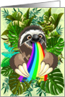 Sloth Spitting Rainbow Colors card