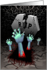 Halloween Zombie Hands on Cemetery card