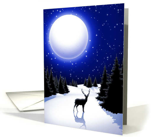 Lonely Deer on Peaceful Snowy Winter Landscape card (1176396)