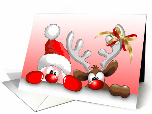 Funny Santa and Reindeer Cartoon card (1177274)