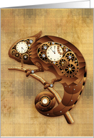 Blank Note Card, Steampunk Chameleon Vintage Style Design card