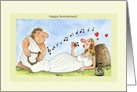 Customizabl Funny Happy Anniversary Cards, Love Music Wine Celebration card