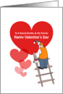 Valentine’s Day Brother & Partner Cards, Red Hearts, Painter Cartoon card