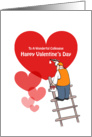 Valentine’s Day Colleague Cards, Red Hearts, Painter Cartoon card