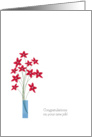 New Job Congratulations Cards, cute red flowers in vase card