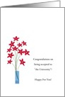 Customizable School Acceptance Congratulations Cards, Red Flowers card