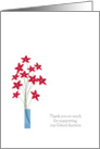 Thank You School Auction Support, Red Flowers In A Vase card