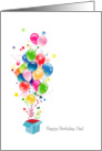 Father Birthday Cards, Balloons Bursting Out Of Magical Gift Box card