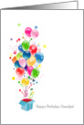 Grandfather Birthday Cards Balloons Bursting Out Of Magical Gift Box card
