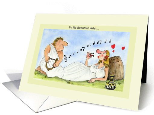 Customizable Happy Anniversary Wife Card, Love, Music, Wine card