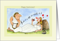 Customizable Happy Anniversary Cards, Love Music, Wine Celebration card