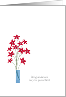 Congratulations Promotion Cards, cute red flowers in vase card