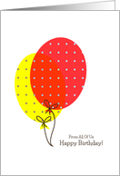 From All Of Us Birthday Cards, Big Colorful Balloons card