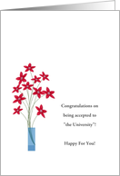 Customizable School Acceptance Congratulations Cards, Red Flowers card