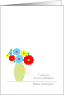 Employee Anniversary Cards, Cute Colorful Flowers In A Vase card