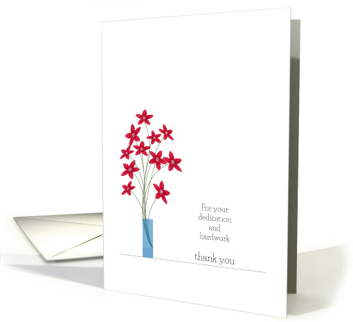 Business Employee Appreciation Thank You Card Cute Red Flowers card