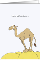 Hump Day Cards, Camel Standing On A Sand Hump Cartoon card