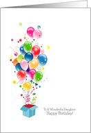 Daughter Birthday Cards, Balloons Bursting Out Of Magical Gift Box card