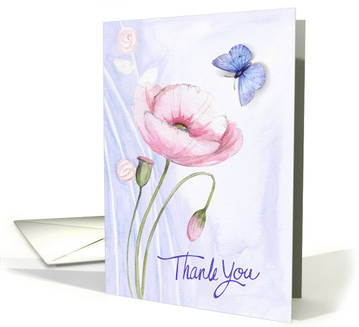 Poppy & Butterfly Thank You card (1223910)