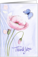 Poppy & Butterfly Thank You card