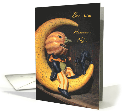 Halloween Boo- tiful Night Pumpkin Man in the Moon Black... (1546070)
