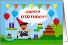 birthday card - retro pixel game card