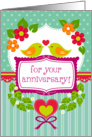 For Your Anniversary  birds and flowers card