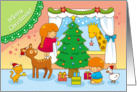 Christmas card  adorable kids and animals card