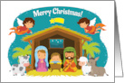 Merry Christmas Card With Illustration of the Nativity Scene card