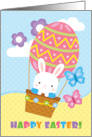 Happy Easter Card with Easter Bunny in an Easter Egg Balloon card