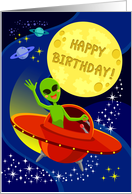 birthday card - alien in space card