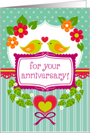 For Your Anniversary – birds and flowers card